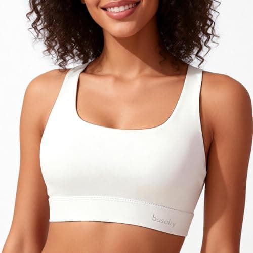 BaseTry High Impact Sports Bra for Women - Padded Seamless Support Bra for Yoga Gym Workout Fitness -High Support Running Bra (US, Alpha, Medium, Regular, Regular, PureWhite) - Thumbnail 2