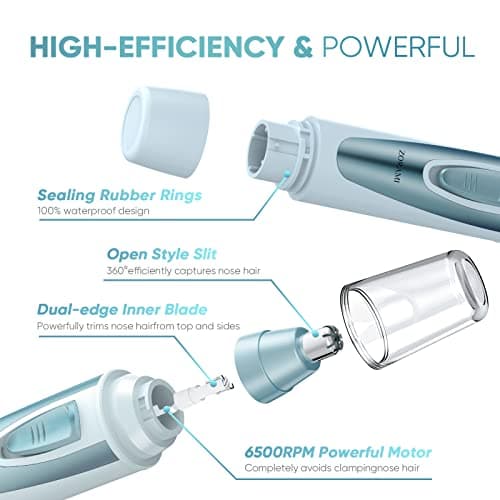 Ear and Nose Hair Trimmer Clipper - 2026 Professional Painless Eyebrow & Facial Hair Trimmer for Men Women, Battery-Operated Trimmer with IPX7 Waterproof, Dual Edge Blades for Easy Cleansing Blue - Thumbnail 4