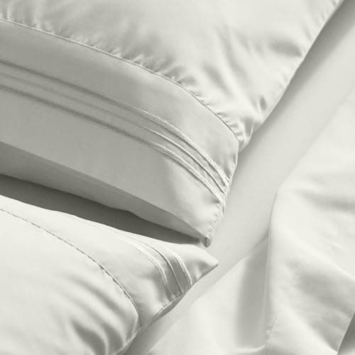 Mellanni Full Sheet Set - 6-Piece Iconic Collection Bedding, (Including 4 Pillowcases), 21-Inch Extra Deep Pocket, Easy Care, Ultra Soft, Cooling Sheets, Brushed Microfiber - Ivory - Thumbnail 6