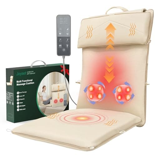 Joyset Shiatsu Neck and Back Massager for Chair,Rolling Up and Down Back Massager with Heat,4D Kneading for Pain Relief Deep Tissue,Portable Spot Massage Chair Pad Gifts for Dad,Mom,Friend - Image 1