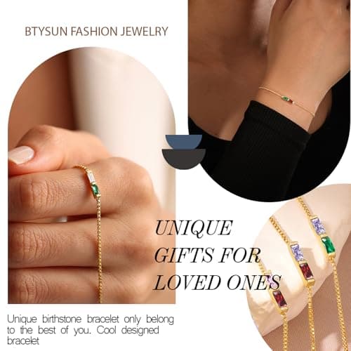 January Birthday Gifts for Women, September Birthstone Bracelets for Women Dainty Gold Bracelet with Sapphire Garnet Best Friend Birthday Gifts Stocking Stuffers for Wife Daughter Granddaughter Niece Christmas Jewelry - Thumbnail 5