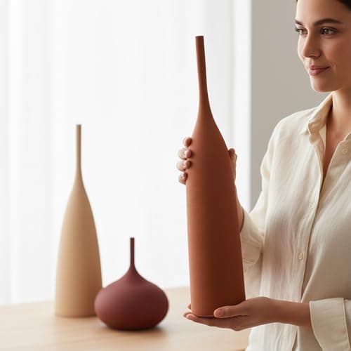 DecoVlog Ceramic Vases Set of 3, Modern Boho Vases for Centerpiece Decor, Matte Minimalist Decorative Vases for Home Decor, Living Room, Bookshelf, and Entryway Table Decor (Multicolor-1) - Thumbnail 4