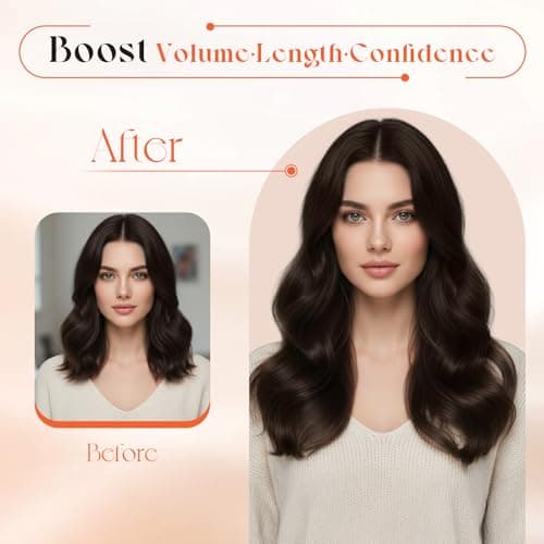 Sunny Hair Clip in Hair Extensions Real Human Hair 22 Inch 120g Remy Hair Clip in Extensions for Women Human Hair Extensions Dark Brown - Thumbnail 6