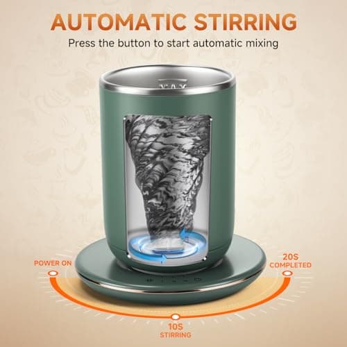 YesWhat Self Stirring Mug, Self Heating Coffee Mug with Smart Temperature Control 10oz, Electric Warming Cup, Detachable Base, Auto Shut Off - Thumbnail 5