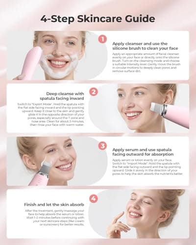 Skin Scrubber Face Spatula & Silicone Facial Cleansing Brush 2 in 1，Blackhead Remover Tool for Facial Deep Cleansing,IPX7 Waterproof Exfoliating Massager for Women and Men (7 Modes Gentle Exfoliating) - Thumbnail 2