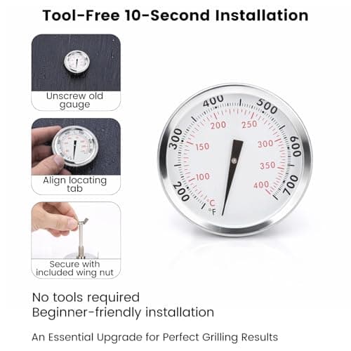 BLUES GRILL PARTS 67088/67731 2-3/8" Grill Thermometer - Replacement for Weber Genesis 300 (2007-2016), Genesis II 300/400 & Summit Series (2005-2016, E/S310/315/330/335/410) - Thumbnail 4