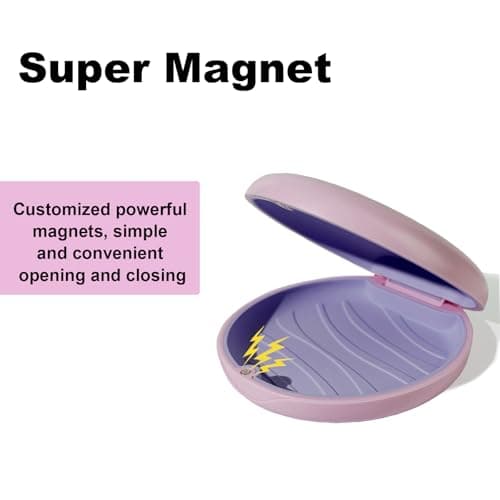 Maoerdental 2PCS Retainer Case Compatible with Invisalign,Cute Slim Aligner Case,Customized Magnetic Closure Orthodontic Retainer Cases (2 Pack Pink + Purple Silicone) - Thumbnail 3