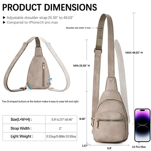 CLUCI Small Sling Bag for Women, Leather Crossbody Fanny Packs Trendy, Women's Chest Bag - Thumbnail 5