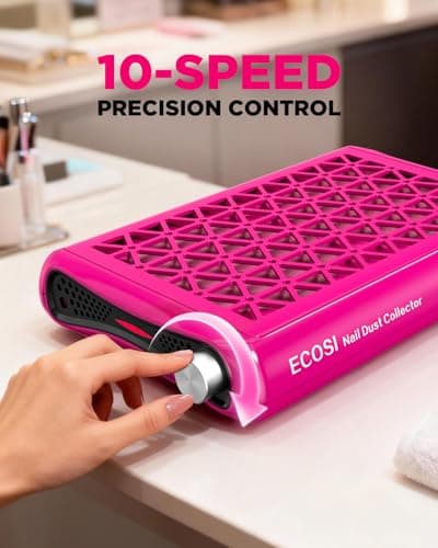 ECOSI Nail Dust Collector, 8000RPM & 1600PA Dual Turbo Professional Vacuum Fan Dust Extractor with 30 Pcs Filter Papers, Stepless Adjustable Suction for Manicure, Salon Nail Tech & Home - Thumbnail 4