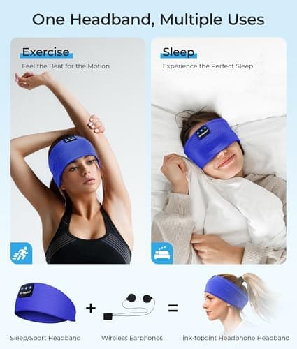 ink-topoint Sleep Headphones Bluetooth 5.4 Headphone, Sports Earphones with HD Stereo Speakers Breathable Sports Headphones for Running, Yoga, Travel, Sleeping, Ideal Gifts for Men Women - Thumbnail 2