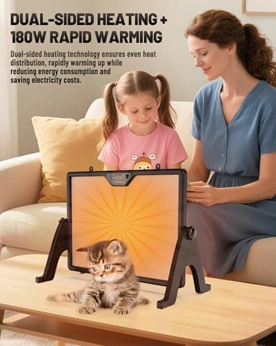 Dual-Sided Chicken Coop Heater for Winter, 180W Adjustable Temperature with Digital Display Panel, 360° Adjustable Angle, Timer & Cycle Mode, Built-in Light, 16 x 12 Inch Heat Plate for Chicken Coop - Thumbnail 4