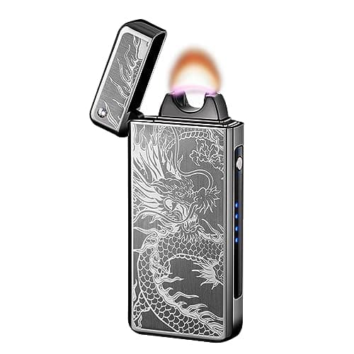 GADATOP Dragon Arc Plasma Flame Lighter - USB Rechargeable Windproof Electric Lighter for Candle (Black)
