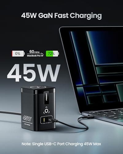PISEN 4-in-1 Mag-Safe Wireless Charger - 45W GaN Charging Station for Multiple Devices, Qi Certified Mag-Safe Stand Magnetic Wireless Charger Fast Charging for iPhone 16/15/14/13/12, Samsung, AirPods - Thumbnail 5