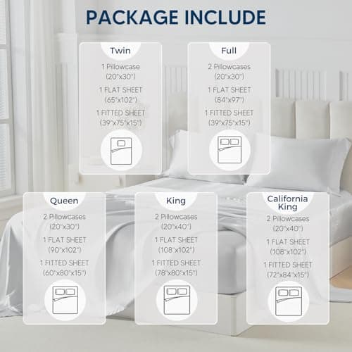 Tokokimo Satin Sheets CKing Size 4 PC - 16" Deep Pocket Silky Soft Bed Sheets, Wrinkle-Free Satin Silk Sheet, Hair & Skin Saver Bed Sheets Set with 1 Fitted Sheet, 1 Flat Sheet, 2 Pillow Cases - Thumbnail 6