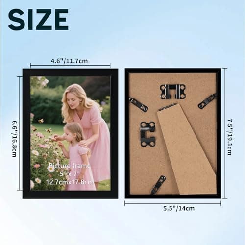 Schliersee 5x7 Picture Frames Set of 12, Elegant Classic Black Frame for 5 by 7 Photo, Wall and Tabletop Display - Thumbnail 2