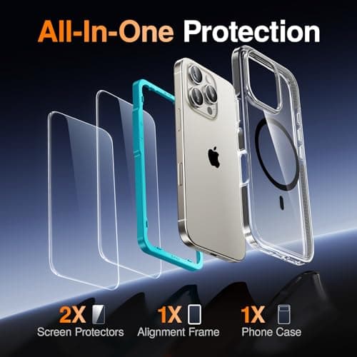 SMARTDEVIL for iPhone 16 Pro Case with 2 Screen Protectors, [Compatible with Magsafe][Anti-Yellowing][Military-Grade Protection] Shockproof Slim Magnetic Phone Case with Black Border Design - Thumbnail 3