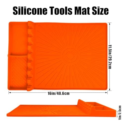 Silicone Grill Mat, Large Size Silicone Side Shelf Griddle Tools Spatula Mat with Drip Pad for Outdoor Grill Kitchen Countertop, Reusable Black-stone Griddle Accessories, Orange - Thumbnail 4