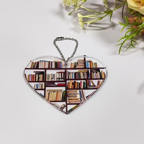 Book Ornament, Books Ornaments for Christmas Tree, Acrylic Heart Ornament for Booklovers, Bookworm, Librarian, Bookclub, Reading - Book Lover Gifts for Women - Thumbnail 6