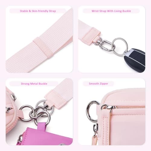 POIUGOYA Nylon Wristlet Wallets, Dual Pouch Keychain Wristlet Wallet, RFID Small Wallet With Coin Pouch,ID Window For Travel - Thumbnail 6