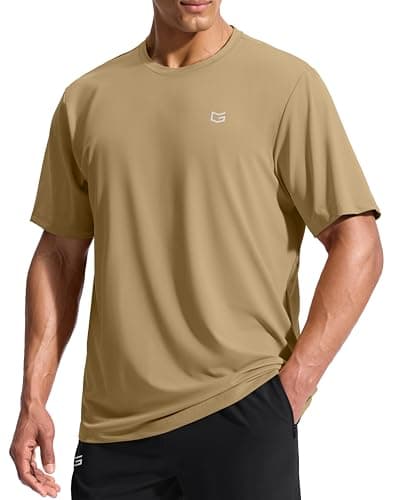 G Gradual Men's Sun Protection Swim Shirt UPF 50+ Rash Guard Short Sleeve Quick Dry Water Hiking Workout Shirts for Men (Brown,3XL) - Image 1