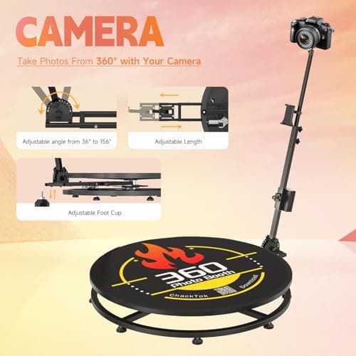 OHYEAHSPIN 360 Photo Booth with Flight Case, Ring Light, Software APP Remote Control for Parties 2-3 People Stand on Automatic 360 Rotating Camera Video Booth(27'') - Thumbnail 5