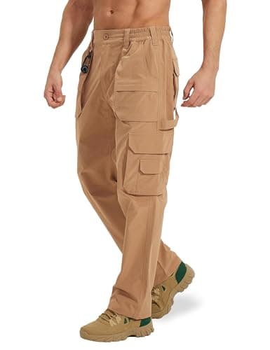 MOURCE Mens Cargo Pants - Waterproof Work Tactical Pants for Men Lightweight Quick Dry, Khaki 32L - Image 1