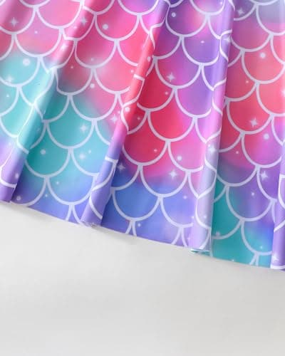 sweetabby Girls Swimsuit Toddler Bathing Suit Purple Mermaid Swimsuit Girl Cover Up Swim Dress with Shorts 2 Piece Tankini Set Kids Swimwear Size 6 7 - Thumbnail 6