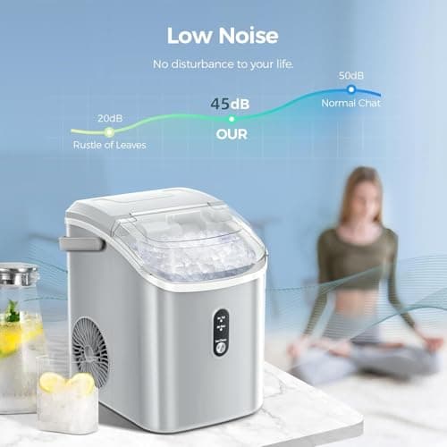 Antarctic Star Countertop Ice Maker with Soft Chewable Pellet Ice, 34lbs/24Hrs, One-Click Operation, Self-Cleaning Portable Peddle Ice Machine with Ice Scoop for Kitchen,Office,Bar,RV (Grey) - Thumbnail 6