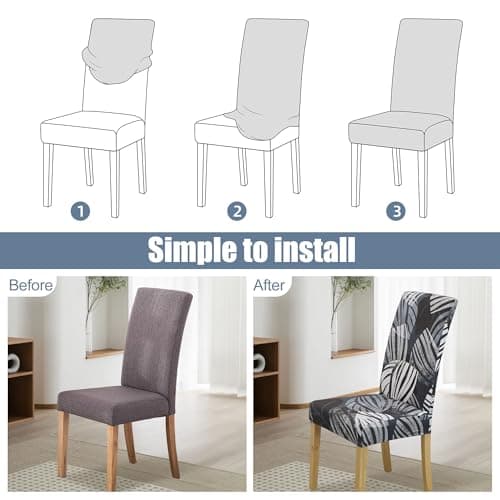 BIETYONE Chair Covers,Dining Room Chair Covers Set of 4,Stretch Kitchen Chair Cover,Washable Dining Chair Cover,Parsons Chair Slipcovers Protective,for Home,Restaurant,Banquet - Thumbnail 4