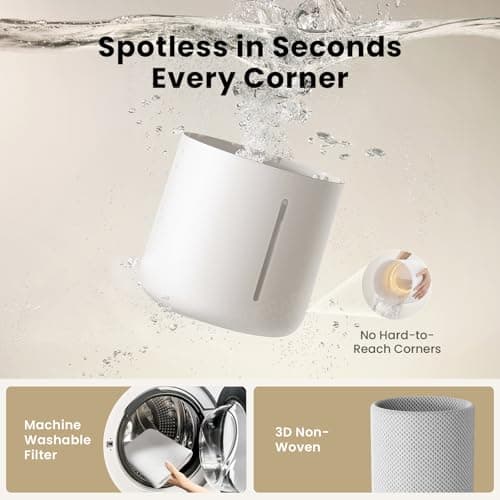 Provirtec MistFree Evaporative Humidifier for Bedroom, 3L No White Dust for Sensitive Individuals, Auto Humidity Control, Works with Tap Water, Night Light, Easy Clean Tank for Home & Small Room - Thumbnail 3