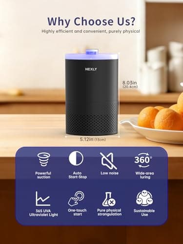 NEXLY MK029 Bug Zapper Trap Indoor in Home Mosquito Zapper Mosquito Killer Fruit Fly Traps Flying Insects Zappers Gnats House Energy Conservation UVA Zapper for Bedroom Livingroom Kitchen Basement - Thumbnail 2