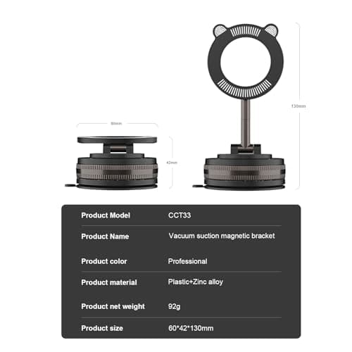Nanogel foldable vacuum magnetic phone holder, washable strong suction cup holder, suitable for all smartphones, can be used on smooth surfaces such as kitchens, cars, and mirrors; magnetic force ≥14N - Thumbnail 2