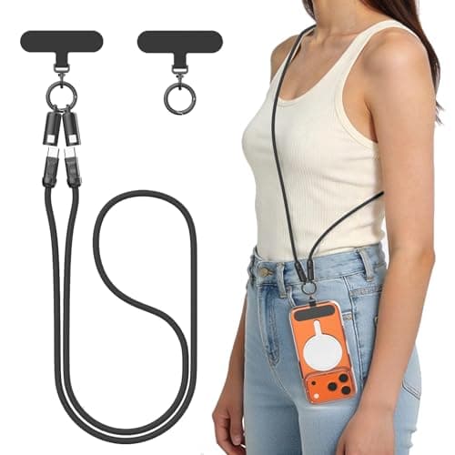 VISAGLOR Phone Lanyard USB C Cable, PD240W USB C to USB C Cables, Cell Phone Strap Universal Cell Phone Neck lanyard for 1Phone17/16, Samsung Galaxy, Google Pixel(3.9ft)