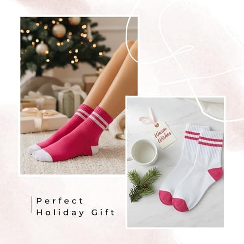 Forever Bambe Retro Mini Crew Socks for Women - 4 Pink Socks - Thumbnail 5