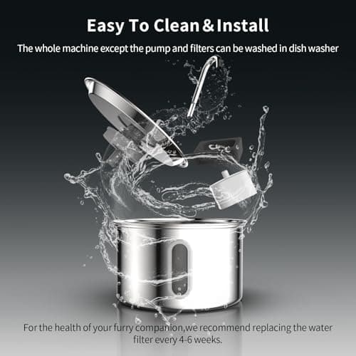 Stainless Steel Cat Water Fountain, Corded 3L/101oz Pet Water Fountain, Dog Waterer with Quiet Pump and 4-Layer Filtration for Cats and Dogs - Thumbnail 5