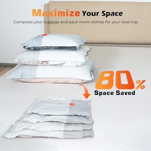 ETENWOLF 20 Pack Vacuum Seal Bags for Clothing with Rechargeable Wireless Pump,Travel Vacuum Storage Bags for Luggage and Suitcase Space Saver Compression Bags in 4 Carry-On Sizes (20/22/24/28Inch) - Thumbnail 3