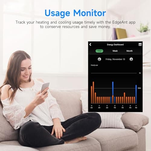 Smart Thermostats for Home, WiFi Thermostats Compatible with Alexa and Google Assistant,7day x 8period Programmable Control Tuya/Smart Life, Energy Saving, C-Wire Require (Black) - Thumbnail 6