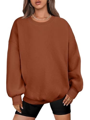 ANRABESS Oversized Sweatshirt for Women Crewneck Y2K Hoodies Fleece Casual Comfy Pullover Top Fall Outfits Clothes 2025 A1019 caramel Small - Image 1