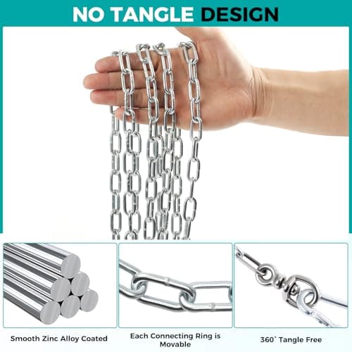 Libbipaw Heavy Duty 15FT Galvanized Dog Chain for Yard, Chew Proof Rust Resistant Tie Out Cable with 360° Swivel Hook, Tangle Free Runner Leash for Dogs up to 100lbs (3MM 15FT) - Thumbnail 5