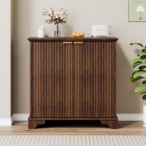 Azaeahom 31.5" Buffet Cabinet with Storage, 2 Door Kitchen Cabinet with Adjustable Shelves, Coffee Bar Console Table for Kitchen Corner Entryway, Walnut - Image 1