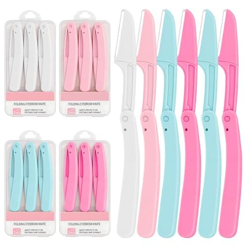 Dermaplane Razor for Women Face Shaver 12 PACK Portable Foldable Face Razors for Women & Men Exfoliating Dermaplaning Tool for Face Razor & Eyebrow Razor Trimmer Eyebrow Shaver Facial Hair Removal - Image 1