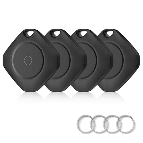 Tracker Tags-4 Pack, Compatible with Apple Find My APP (iOS Only) Tag Set with IP67 Waterproof, Loud Beep, Replaceable Battery, Smart Tag for Keys, Bags, Luggage, Pets, Wallet, Black - Image 1