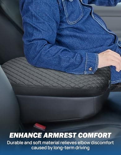 JOYTUTUS Center Console Cover Compatible with 2002-2012 Ram 1500 2500 3500 Jump Seat Console, Leather Arm Rest Armrest Cover for Car, Durable Middle Console Cover, Car Arm Rest Cover Replacement - Thumbnail 3