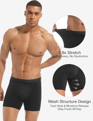 gagli Men's Underwear Pack, Modal Boxer Briefs, Breathable Underwear for Men, Ultra Soft & Comfortable & Moisture-wicking Black - Thumbnail 2