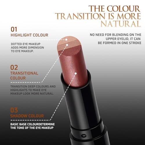 O'CHEAL Three Color Gradient Eyeshadow Stick Matte Shimmer Waterproof Long-lasting Crease-proof & easy to apply, suitable for dailymakeup touch-ups，Eye shadow pen for Make Up 03#Fine Glitter Orange - Thumbnail 4