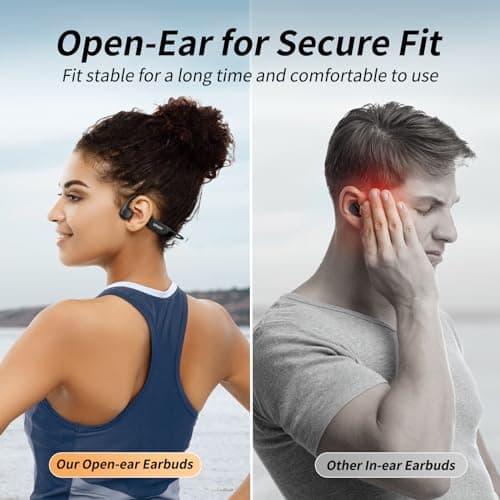 CXK Bone Conduction Headphones Bluetooth 6.0 Open Ear Headphones with Mic, Premium Loud Sound 10Hrs Playtime Bluetooth Headphones, IPX6 Waterproof Sports Headset for Running, Cycling, Walking - Thumbnail 4