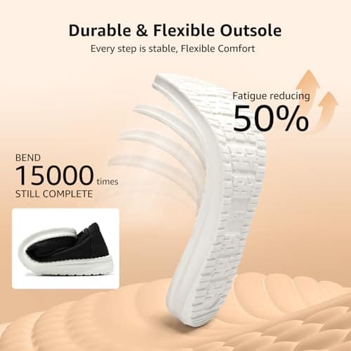 STQ Slip on Sneakers with Arch Support Women's Casual Boat Summer Orthopedic Shoes for Travel and Business Black US 6 - Thumbnail 6