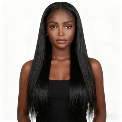 UNIKY Full Lace Human Hair Wigs 16 Inch Glueless Wigs Human Hair Straight Wigs Human Hair Wigs For Black Women Full Lace Front Wigs Human Hair 100% Handmade Invisible Full Lace Wig Natural Black - Thumbnail 2