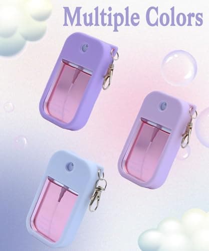 Adabuli 2 Sets Silicone Case Compatible with Touchland Hand Sanitizer Spray 1 FL. OZ./30 mL, Stylish Hand Sanitizer Mist Accessory with Portable Keychain (Pink, Purple) - Thumbnail 4