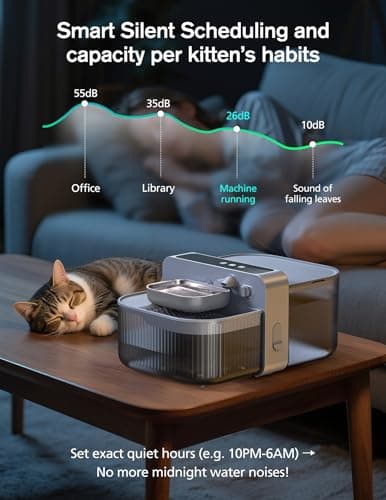 Chumajor 3.5L Wireless Cat Water Fountain with No Filters, 180-Day Battery & Precision Flow Control,Smart Pet Water Dispenser with Wastewater Separation & Custom Scheduling for Cats & Dogs, Grey - Thumbnail 5